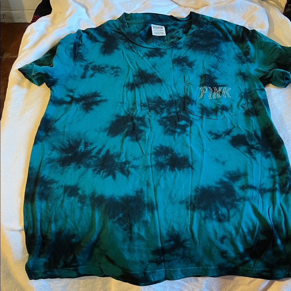 PINK Victoria's Secret Blue Tie-Dye Men's Tee